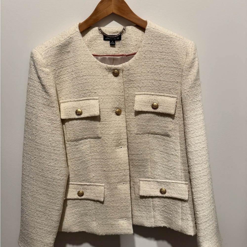 J. Crew Ivory Blazer with Brass Accents